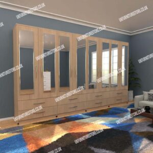 Fitment 8 Door Mirrored Wardrobe with 8 Drawers - Image 9