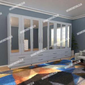 Fitment 8 Door Mirrored Wardrobe with 8 Drawers - Image 12