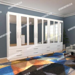 Fitment 8 Door Mirrored Wardrobe with 8 Drawers - Image 14