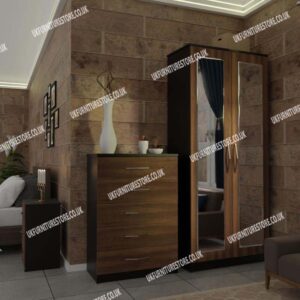 3 Piece 2 Door Mirrored Wardrobe Set - Image 7