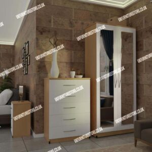 3 Piece 2 Door Mirrored Wardrobe Set - Image 8