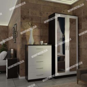 3 Piece 2 Door Mirrored Wardrobe Set - Image 9