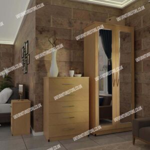 3 Piece 2 Door Mirrored Wardrobe Set - Image 3