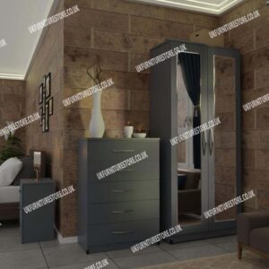 3 Piece 2 Door Mirrored Wardrobe Set - Image 10