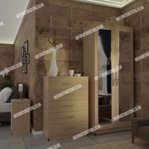 3 Piece 2 Door Mirrored Wardrobe Set - Image 11