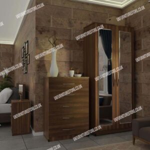 3 Piece 2 Door Mirrored Wardrobe Set - Image 14