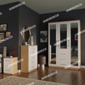 Bedroom 3 Piece 3 Door Wardrobe Set With 3 Mirrors and 3 Drawers - Image 8