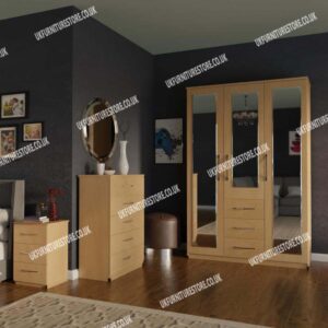 Bedroom 3 Piece 3 Door Wardrobe Set With 3 Mirrors and 3 Drawers - Image 3