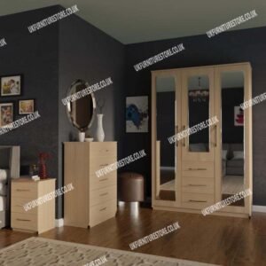 Bedroom 3 Piece 3 Door Wardrobe Set With 3 Mirrors and 3 Drawers - Image 11