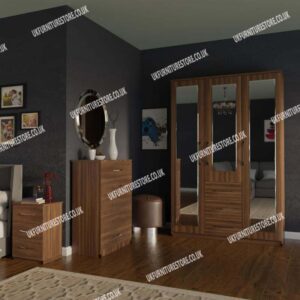 Bedroom 3 Piece 3 Door Wardrobe Set With 3 Mirrors and 3 Drawers - Image 14