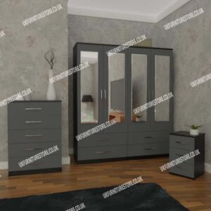 3 Piece 4 Door Wardrobe Set With 4 Drawers - Image 5