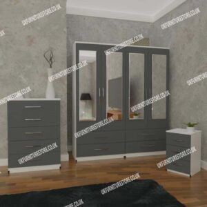 3 Piece 4 Door Wardrobe Set With 4 Drawers - Image 6