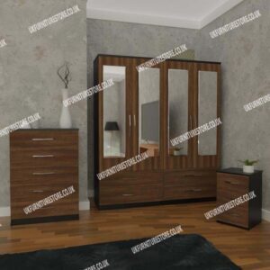 3 Piece 4 Door Wardrobe Set With 4 Drawers - Image 7