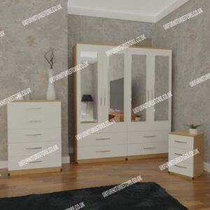 3 Piece 4 Door Wardrobe Set With 4 Drawers - Image 8