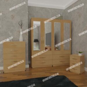 3 Piece 4 Door Wardrobe Set With 4 Drawers - Image 3