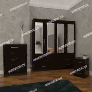 3 Piece 4 Door Wardrobe Set With 4 Drawers - Image 4