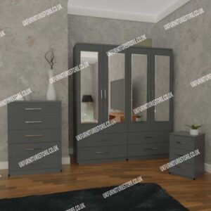 3 Piece 4 Door Wardrobe Set With 4 Drawers - Image 10