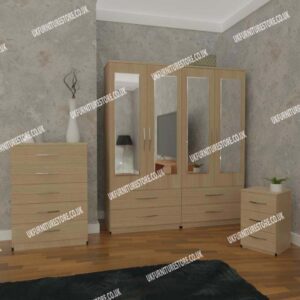 3 Piece 4 Door Wardrobe Set With 4 Drawers - Image 11