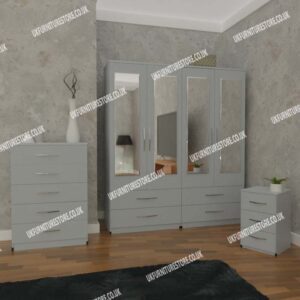 3 Piece 4 Door Wardrobe Set With 4 Drawers - Image 13