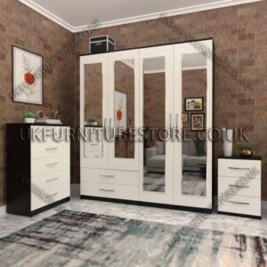 4 Door Wardrobe With 4 Mirrors And Drawer