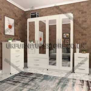 4 Door Wardrobe With 4 Mirrors And Drawer