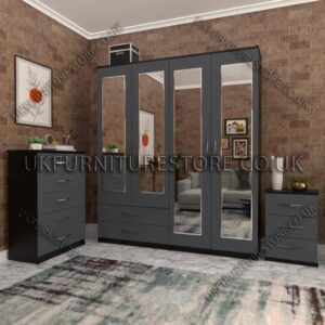 4 Door Wardrobe With 4 Mirrors And Drawer