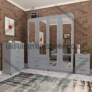 4 Door Wardrobe With 4 Mirrors And Drawer