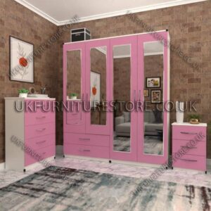 4 Door Wardrobe With 4 Mirrors And Drawer