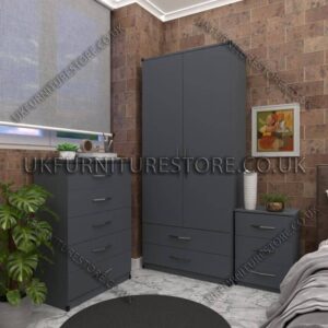 2 Door Wardrobe Set With Drawer