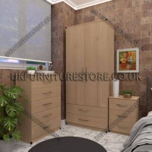 2 Door Wardrobe Set With Drawer