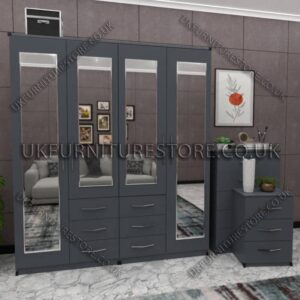 4 Door Wardrobe With 4 Mirrors And Combi