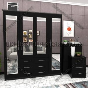 4 Door Wardrobe With 4 Mirrors And Combi