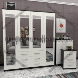 4 Door Wardrobe With 4 Mirrors And Combi