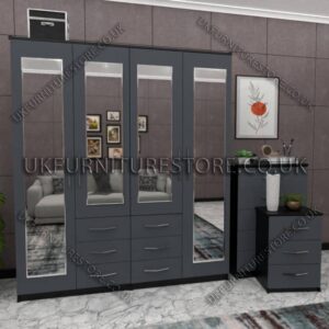 4 Door Wardrobe With 4 Mirrors And Combi