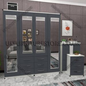 4 Door Wardrobe With 4 Mirrors And Combi