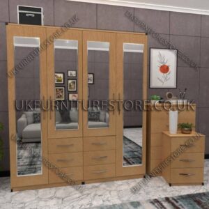 4 Door Wardrobe With 4 Mirrors And Combi