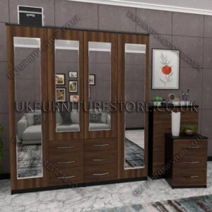 4 Door Wardrobe With 4 Mirrors And Combi