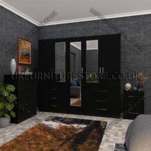 5 Door Wardrobe With 3 Mirror and 6 Drawer