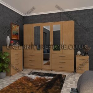 5 Door Wardrobe With 3 Mirror and 6 Drawer