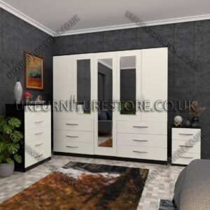 5 Door Wardrobe With 3 Mirror and 6 Drawer