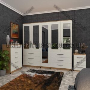 5 Door Wardrobe Set 5 Mirror And 6 Bottom Drawer - Image 15