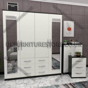 4 Door Combi Wardrobe With 2 Mirrors