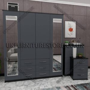 4 Door Combi Wardrobe With 2 Mirrors