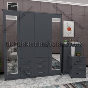 4 Door Combi Wardrobe With 2 Mirrors