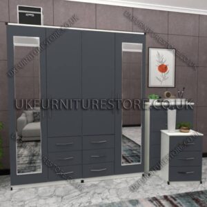 4 Door Combi Wardrobe With 2 Mirrors