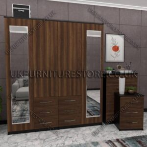 4 Door Combi Wardrobe With 2 Mirrors