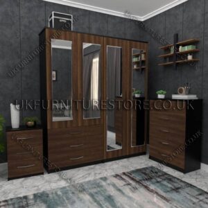 4 Door Wardrobe Set With 4 Mirrors And 3 Bottom Drawers