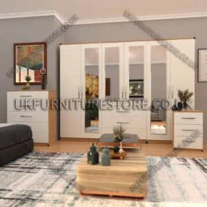 6 Door Wardrobe Set With 4 Mirrors And 3 Bottom Drawer - Image 14