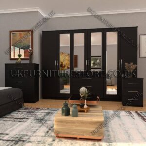 6 Door Wardrobe Set With 4 Mirrors And 3 Bottom Drawer - Image 12