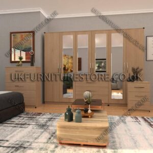 6 Door Wardrobe Set With 4 Mirrors And 3 Bottom Drawer - Image 11